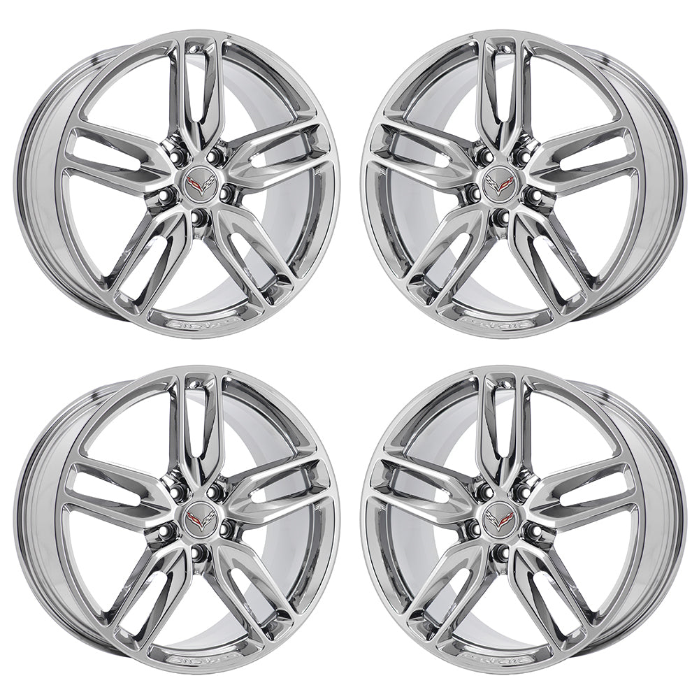 19x8.5" 20x10" Corvette Bright Chrome wheels rims Factory OEM GM set 5635 5641